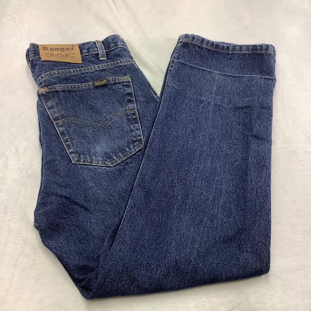 Ranger Jeans Mens 38x30 Blue Medium Wash Straight Leg Denim Zip Fly 5 Pocket
